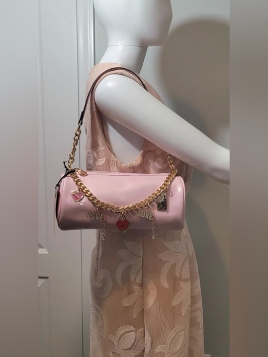 Juicy Couture Pink Patent Barrel Shoulder Bag with Gold Chain Charm NWT